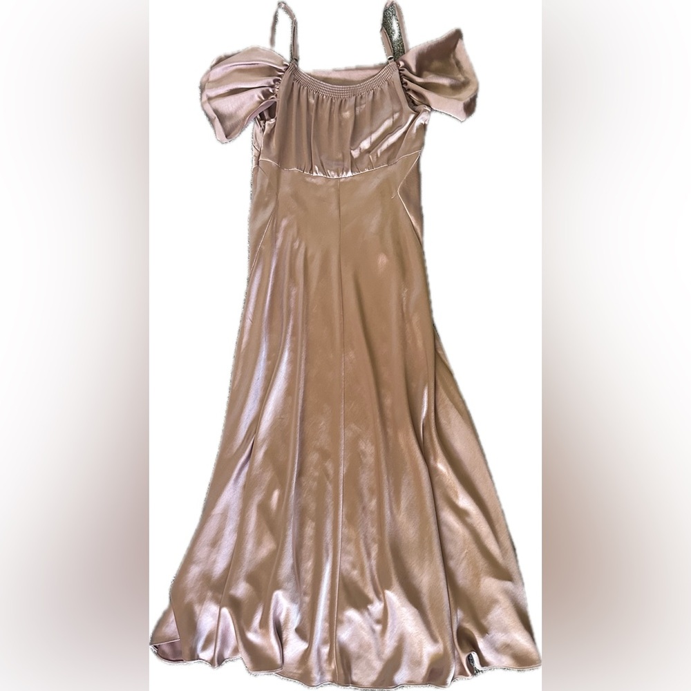 Ted Baker Esta Cold Shoulder Cowl Front Midi Slip Dress in Dusty Pink - Picture 8 of 11